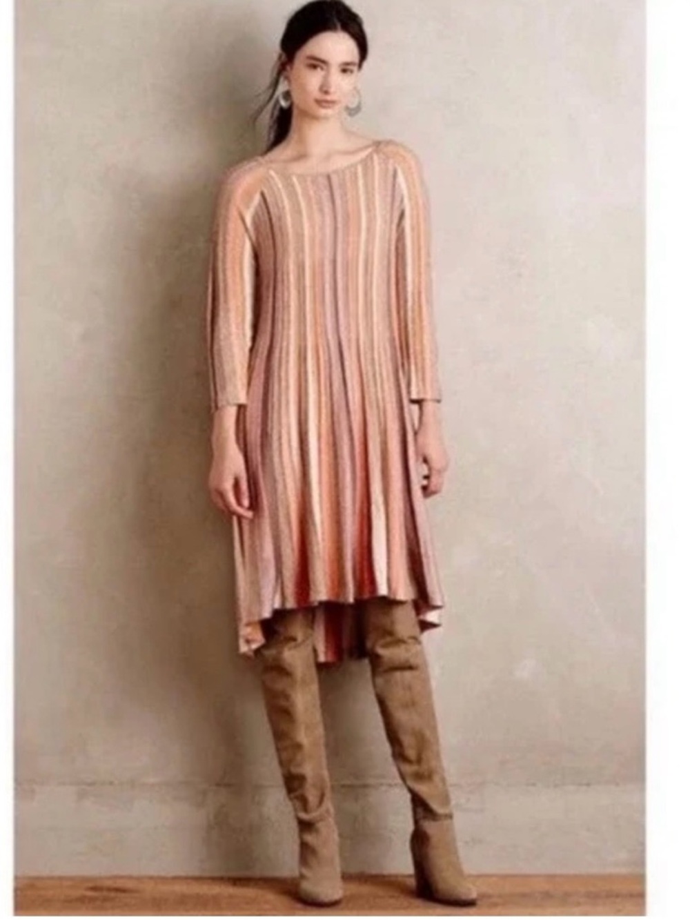 NEW Anthropologie MOTH Nora striped swing cut sweater Alpaca dress, Size XS